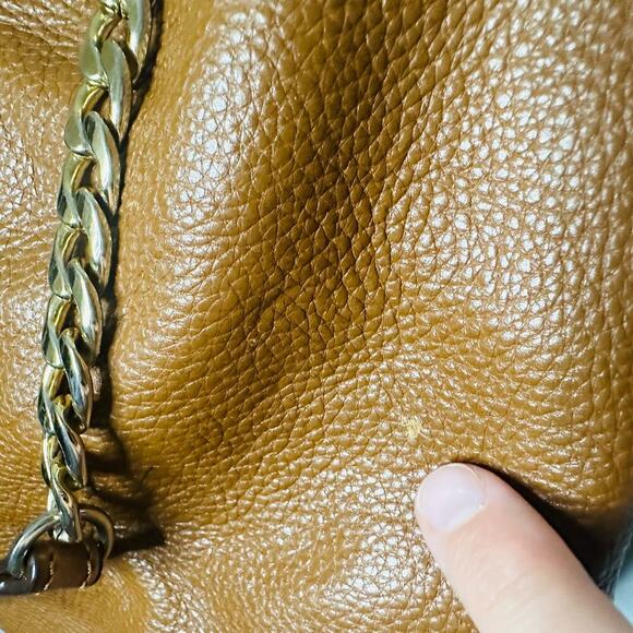 MICHAEL KORS Women's Jetset Brown Leather Gold Chain Handle Shoulder Bag - Picture 12 of 13